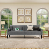 CHYMSUN 82" Convertible Futon Sofa Bed, Comfy Fabric Folding Sleeper Couch Bed w/USB & Adjustable Backrest, 3 in 1 Modern Foldable Recliner Loveseat Futons for Living Room, Apartment, Office (Grey) CHYMSUN