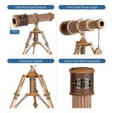 ROBOTIME 3D Puzzles Wooden Craft Kits for Adults DIY Model Monocular Telescope Kit to Build Decent Gift for Adults and Teens ROBOTIME