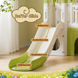 Merax 8-in-1 Jungle Slide for Toddlers, Indoor Outdoor Kids Slide with Basketball Hoop, Telescope and Climbing Wall, Indoor Slide Playset for Toddlers 1+ Merax