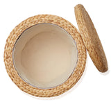 Casafield 17" Round Storage Ottoman with Lid - Natural, Handwoven Water Hyacinth Footstool for Living Room, Bedroom, Bathroom, Home Office Casafield