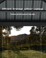 Hardtop Gazebo 12'x12' for All Weather, with Double Metal Roof, Aluminum Alloy Frame, and Net and Curtain, Permanent Building of Backyard Luxury for Patio, Deck, Backyard, Lawn, and Garden, Gray GAOMON