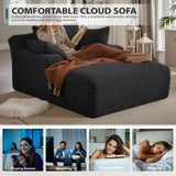 67 Inch Oversized Chaise Lounge Chair Indoor, Corduroy Upholstered Boneless Sofa Bed, Deep Seat Sleeper Couch Reading Chairs, Cloud Sofas Couches for Living Room, No Assembly Required (Black) HANXIN