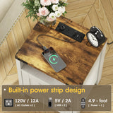 Fameill Nightstands Set of 2, Farmhouse End Tables with Charging Station, Bedside Tables with Barn Door and Shelf, Rustic Living Room Bedroom Side Table, Modern White Fameill