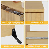 DWVO 6-Drawer Dressers, Chest of Drawers with Fluted Panel, Wide Versatile Storage Dresser Organizer for Living Room, Kitchen and Office, Natural DWVO