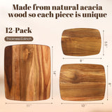 GlikCeil 12 Pcs Thick Acacia Wood Cutting Boards for Kitchen Reversible Wooden Chopping Board Set Double Sided Charcuterie Boards for Meat Cheese Meal, 14 x 11 Inches, 10 x 8 Inches, 8 x 5.5 Inches GlikCeil