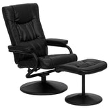Flash Furniture Rachel Contemporary Multi-Position LeatherSoft Recliner Chair with Ottoman, 360-Degree Swivel Recliner Chair and Ottoman Set, Black Flash Furniture