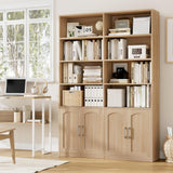 FACBOTALL Bookshelf and Bookcase with Doors, 6 Tier Double Wide Large Bookshelves, Open Display Shelves, 73'' Tall Bookcases for Home Office, Living Room, Library, Oak FACBOTALL