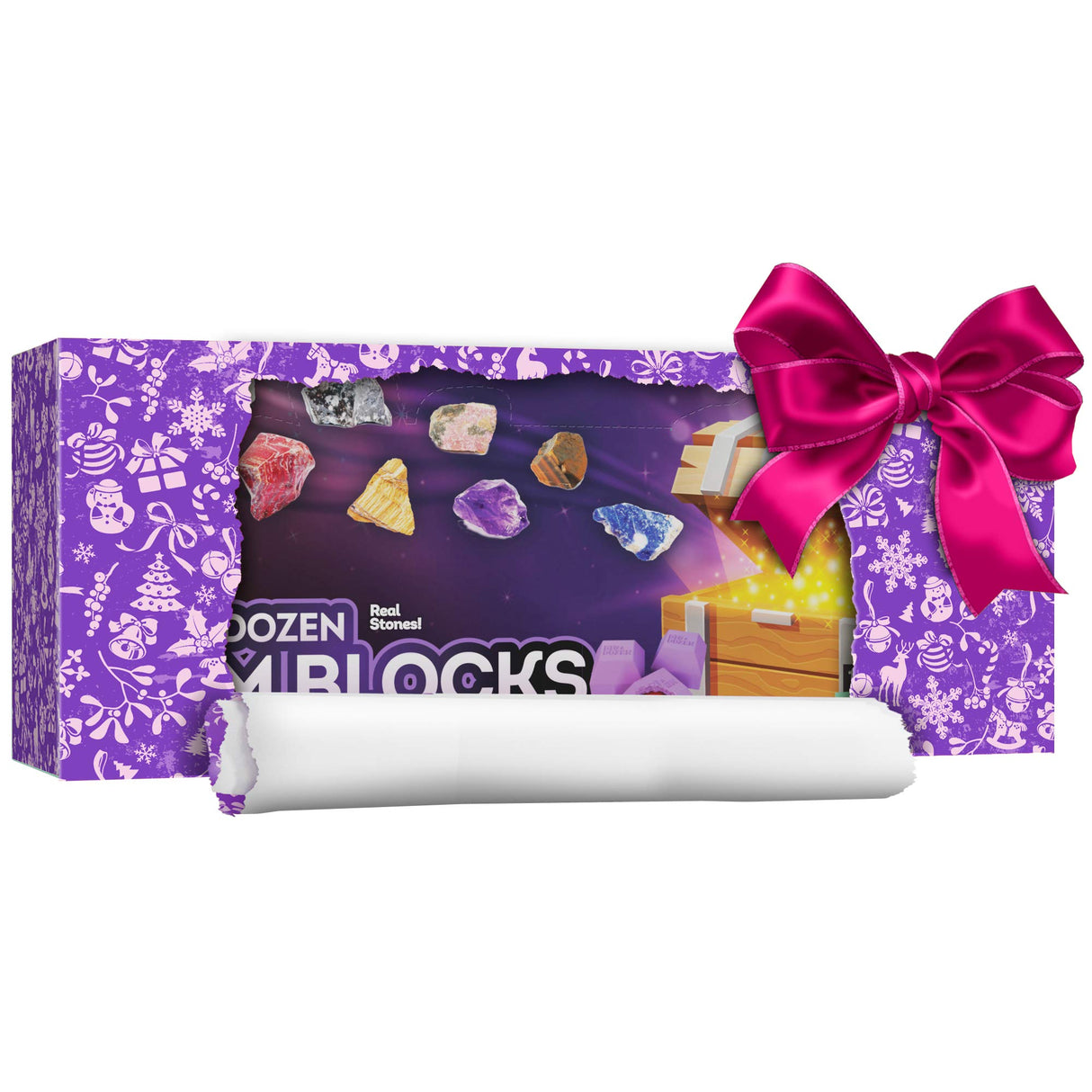 Dan&Darci Dig a Dozen Gem Blocks Mining Kit for Kids - Discover 12 Unique Real Gemstones, Mineral, Rock, Crystals Collection - Archaeology Science Gift Toys Set for Boys & Girls Age 8-12 Gifts Dan&Darci