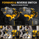 JEXUGK 2000Nm Cordless Impact Gun, 3/4" To 1/2" 2 x 6.0AH Battery Heavy High Torque Impact Wrench, 1500Ft-lbs Brushless Eléctrica Pistola de Impacto, Power Llave de Impacto for Truck Mower Car Repair JEXUGK