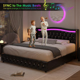 HIFIT King Smart LED Platform Bed Frame with 4 Storage Drawers & Wingback Headboard in Black HIFIT