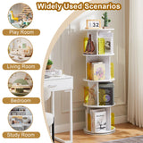 VECELO 4-Tier Rotating Bookshelf with Acrylic Windows - Elegant Pearl White Corner Storage Solution for Home and Office VECELO