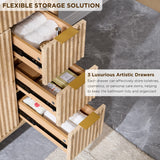 T4TREAM 30" Fluted Bathroom Vanity with Ceramic Sink Combo，Freestanding Modern Bathroom Storage Vanity Cabinet with 2 Soft Closing Doors & 3 Drawers，Wood Grain Texture，Metal Handle，Natural Oak T4TREAM