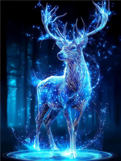 Ohhvvow Glowing Elk Diamond Painting Kits for Adults, 12x16 Inch 5D DIY Full Round Drill Diamond Art Dots for Home Wall Decor, Gift for DIY Craft Lovers & Beginners
