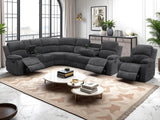 Manual Reclining Sofa Set with Drop-Down Table, Corduroy Sofa Sets, Living Room Furniture Sets, Modern Manual Recliner Sofa Sets with Storage Console for Living Room (Dark Grey, Sectional+Chair) AYCP Furniture