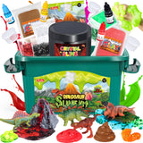 Trubic Dinosaur Slime Making Kit for Boys, Butter and Crystal Slime, Glow in The Dark and Add-ins with Storage Box, Dino Figurines with Lava, DIY Birthday Party Favors Gift Toys for Kids 6-12 Trubic