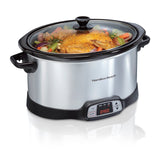 Hamilton Beach 8 Quart Programmable Slow Cooker with Three Temperature Settings, Dishwasher Safe Crock and Lid, Silver (33480) Hamilton Beach