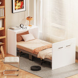 Meulbaty 2 in 1 Murphy Bed Cabinet with Mattress, Hide a Bed Cabinet, Folding Beds into Cabinets, Space-Saving Pull Out Murphy Beds Chest for Small Place Office Nap Narrow Twin Size Meulbaty