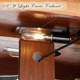 Eyisean Lighted Display Curio Cabinet 69" H China Cabinet with 4 Glass Doors, 6 Shelves, Freestanding Glass Display Cage Wine Cabinet Storage Rack for Bar and Liquor Storage (Dark Oak) Eyisean