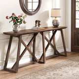 Tribesigns Farmhouse Console Table for Entryway: 70.9-Inch Extra Long Entryway Entry Table, Narrow Wooden Sofa Table Behind Couch for Hallway, Entrance, Foyer, Living Room, Rustic Brown Tribesigns