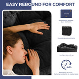 MAXYOYO Boneless Sofa Couch, Loveseat Sofa for Small Space, Tufted 2-Seater Floor Couch Bean Bag Chair for Living Room Bedroom Apartment, Sofa in a Box, No Assembly Needed, Black MAXYOYO