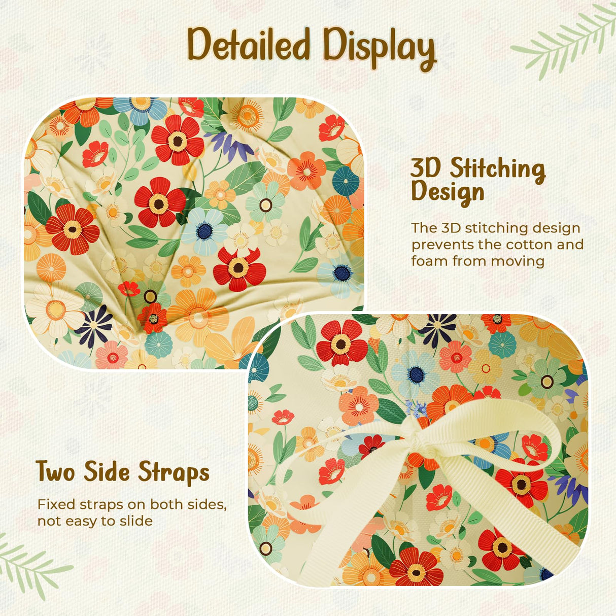 Uthem Waterproof Egg Chair Cushion Replacement 47x31.5x4.7 inch Thicken Hanging Egg Swing Chair Cushion Indoor Outdoor Wicker Rattan Hammock Basket Cushion with Headrest Pillow, Daisy Uthem