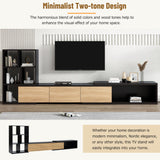 Merax 74.8''-126'' Extendable TV Stand with 3 Tier Bookshelves for TVs up to 110'', Adjustable Entertainment Center with Storage Cabinets, Sliding Tabletop Media Console for Living Room, Black Merax