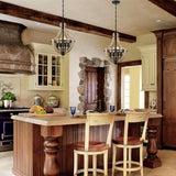 4-Light Farmhouse Dining Room Light Fixture, Adjustable Height Hanging Wood Vintage Pendant Lights for Kitchen Island Hallway Foyer Entryway Breakfast Area Bedroom Klgxnrd