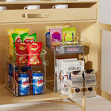 Delamu 2-Tier Under Sink Organizers and Storage, Multi-Purpose Stackable Bathroom Cabinet organizers, Pull Out Kitchen Pantry Organization and Storage with Dividers(2 Pack, Clear) Delamu