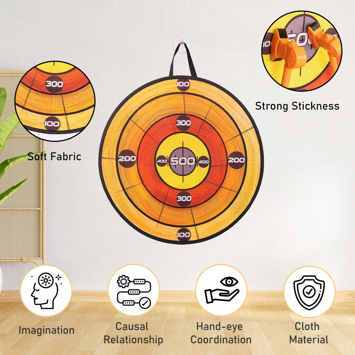 Foam Axe Throwing Game Set,26 inch Large Dart Board,Indoor Outdoor Target Game,Includes a 26 Inch Double-Sided Easy Fold Target,2 Throwing Axes&Stars,12 Sticky Balls&Darts,A Carry Bag,2 Hooks WodGod