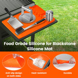 Blackstone Silicone Mat for BBQ Grill, Heat-resistant Silicone Grill Mat for Blackstone, Blackstone Spatula Mat with Drip Pad, Silicone Griddle Tools Mat for Kitchen, Cooking & Countertop Duckart