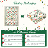 LIVEBOX Machine Washable Christmas Area Rug 5x7 - Moroccan Rug Thin Non-Slip Christmas Rugs for Living Room Bedroom,Large Neutral Low-Pile Green Rugs for Dining Room Office, Beige/Green LIVEBOX