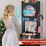 NUNU LAB 3 in 1 Vanity Desk with Mirror and Lights, Tall Makeup Vanity Set with Flip-up Mirror, Jewelry Box, Charging Station, LED Vanities Dressing Table for Small Spaces Bedroom Checkroom NUNU LAB