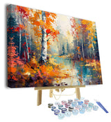 Paint by Numbers for Adults Birch Forest in Autumn Season Paint by Numbers Kit for Adults Canvas Forest Paint by Numbers Oil Hand Painting Art Crafts Flameless Oil Painting Kits 16x20 Inch Frame Rebotipy