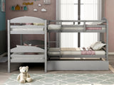 Harper & Bright Designs Twin L-Shaped Bunk Bed with Trundle, Can be Divided into Two L-Shaped Beds, No Spring Box Needed (Grey) Harper & Bright Designs