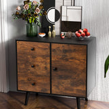 Tangkula Storage Cabinet with 3 Drawers and Door Cabinet, Industrial Wood Accent Cabinet with Adjustable Shelf, Retro Farmhouse Sideboard Buffet Cabinet for Kitchen Living Room (Industrial) Tangkula