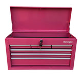 Workington Portable Metal Tool Chest with 6 Drawers, 24" 6-Drawer Tool Chest Cabinet with Ball Bearing Drawer Slides, Steel Tool Storage Box Organizer 4005 Pink Workington