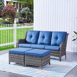 HUMMUH Patio Furniture 5 Pieces Outdoor Furniture Set Wicker Outdoor Sectional Couch with Patio Swivel Rocking Chairs,Ottomans for Patio HUMMUH