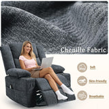 Korser 360° Swivel Rocker Recliner for Adults, Nursery Glider Recliner with Massage and Heating, Rocking Chair with Cup Holder, Manual Recliner Chair for Living Room, Bedroom (Fabric, Dark Gray) Korser