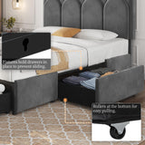 Yaheetech Full Bed Frame Upholstered Platform Bed with 4 Drawers Storage and Adjustable Headboard,Arch Channel Tufted Headboard,Sturdy Wood Slat Support,No Box Spring Needed,Dark Gray Full Bed Yaheetech