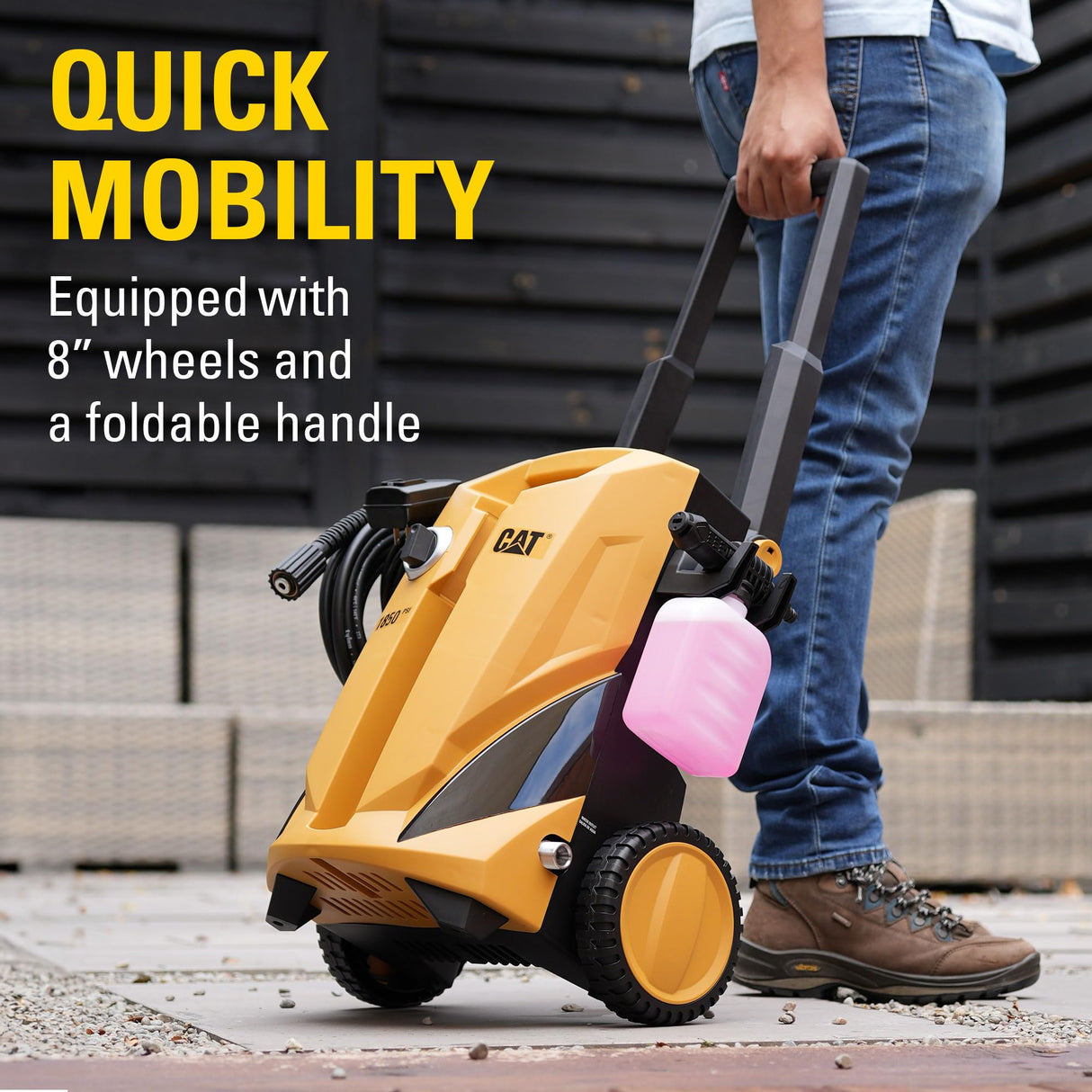 CAT Electric Pressure Washer 1850 PSI 1.4 GPM with 20' high-Pressure Hose, Quick Release Gun, 3-in-1 Nozzle Lance, Foam Cannon Water Pressure Washers, Power Washer for Your Home Patio, Driveway & RV CAT