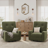 Nursery Recliner Chair, 360° Swivel Rocking Glider Chair for Adults with Adjustable Backrest & Footrest, Cozy Corduroy Upholstered Armchair for Living Rooms, Bedrooms, Apartments, Green Garvee