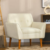 HOMCOM Traditional Living Room Chair, Armchair with Button Tufted Polygonal Straight Back, Single Sofa with Thick Padding, Beige HOMCOM