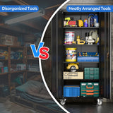 SUXXAN 72" Tall Metal Storage Cabinets with Doors and 4 Adjustable Shelves, Lockable Rolling Cabinet Black, Home Office Metal Utility Cabinet for Garage Kitchen, Assembly Required SUXXAN