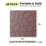 Rovibek 44 PCS Interlocking Deck Tiles, 12" X 12" Plastic Deck Tiles Outdoor Waterproof, All Weather Patio Tiles for Balcony Backyard Poolside Porch, Pavers for Outside Walkway, Stone Brown Rovibek