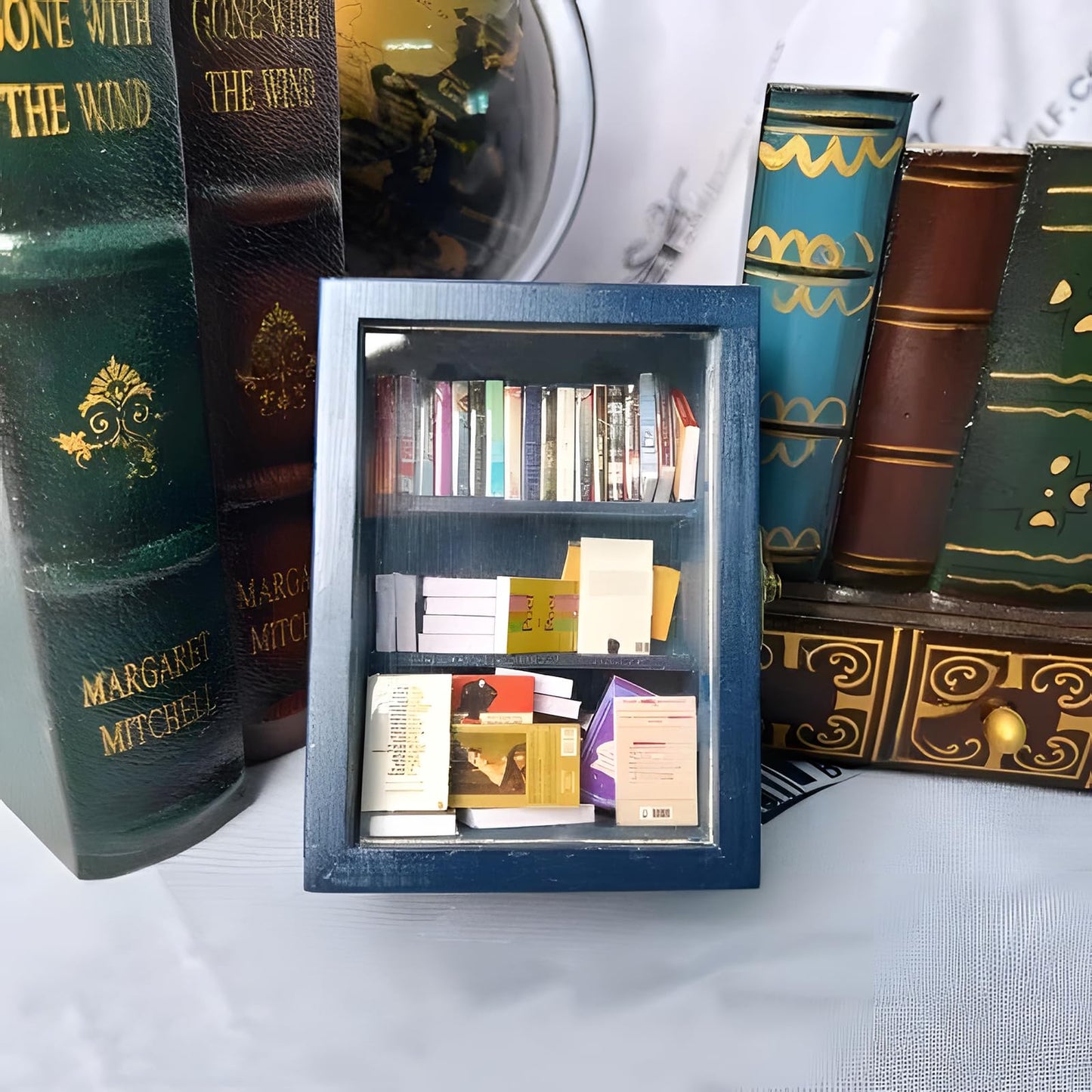 Atlodas Mini Pocket Anxiety Bookshelf - Stress-Relieving Display Cabinet for Book Lovers - WoodArtSupply