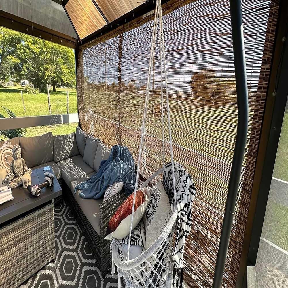 Natural Bamboo Roller Shades for Indoor/Outdoor Sunshade and Privacy - Customisable Widths Available WZLSQLTY