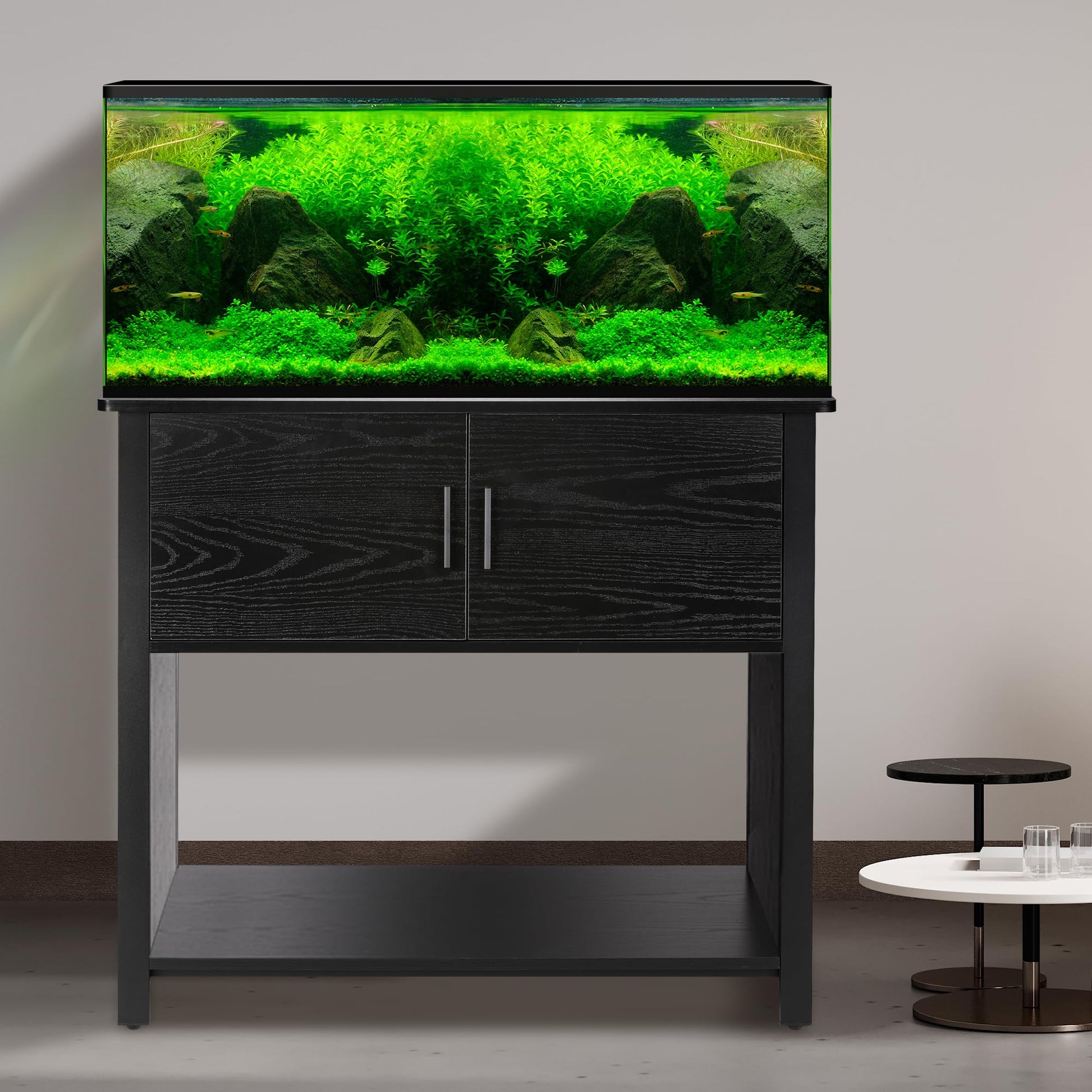 TOLEAD Aquarium Stand with Cabinet, 40-50 Gallon Fish Tank Stand, Turtle Reptile Terrariums Stand, Metal Frame 990 Pounds Load Capacity, 18.9" D x 36.6" W x 32" H - WoodArtSupply