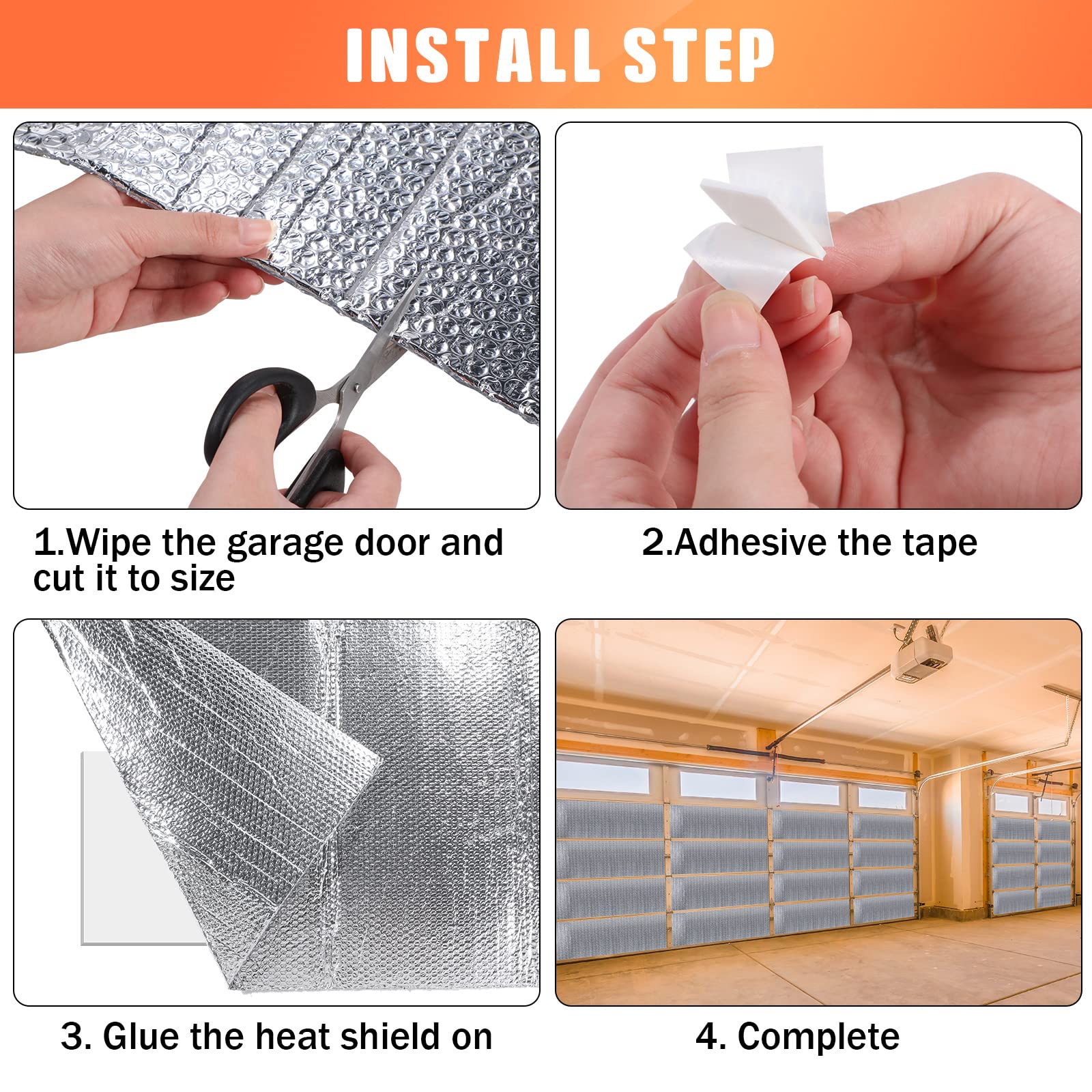 Garage Door Insulation Set Double Bubble Insulation Panels Reflective Aluminum Radiant Barrier Thermal Insulation Shield with Adhesive Tape for Garage Greenhouse Attics Walls (24 Pcs, 24 x 48 - WoodArtSupply