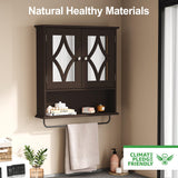 RoyalCraft Bathroom Medicine Cabinet Wall Mounted, Over The Toilet Storage Cabinet with Towel Rack and Adjustable Shelf, Large Bathroom Towel Cabinet Wall Mount 22 * 25 inch (Brown) RoyalCraft