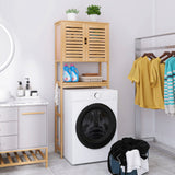 SMIBUY Bathroom Over The Toilet Storage Cabinet, 2 Door Bamboo Cabinet Organizer, Freestanding Space Saver Toilet Rack with Adjustable Inside Shelf and Open Shelf (Natural) SMIBUY